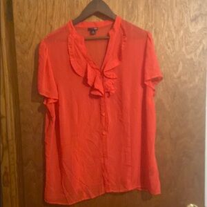 East 5th Vibrant Red Ruffle Blouse